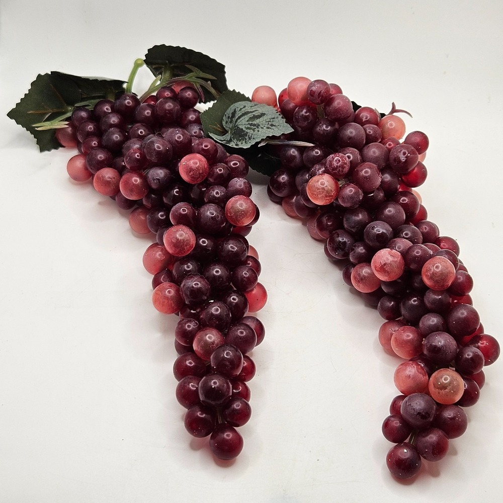 Hobby Lobby Faux Purple Grape Clusters Lot of 2 Artificial Fruit Decor 9"‎